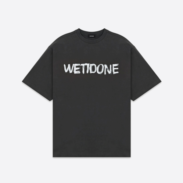 WE11DONE グラフィティプリント 手描き 半袖Tシャツ、ブラック