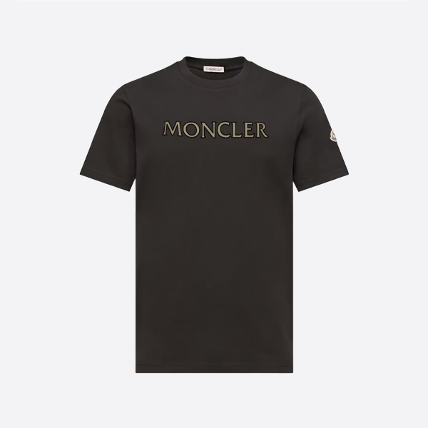 モンクレール アウトラインロゴ 半袖Tシャツ、ブラック