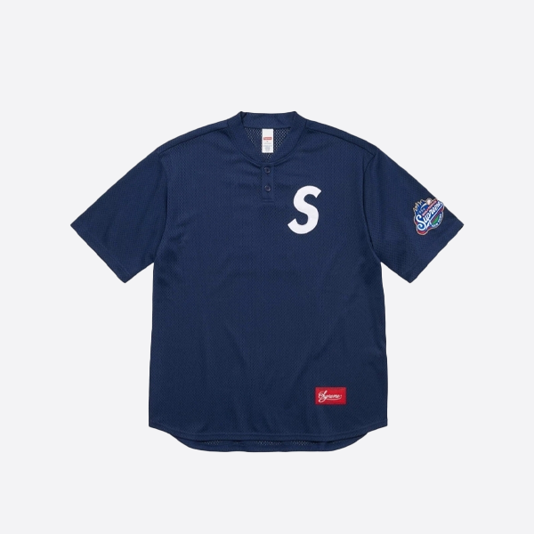 シュプリーム S11 ベースボール ヘンリーカラー Tシャツ、ブルー
