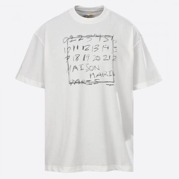 エムエムシックス メゾン マルジェラ ナンバーレター プリント Tシャツ ホワイト