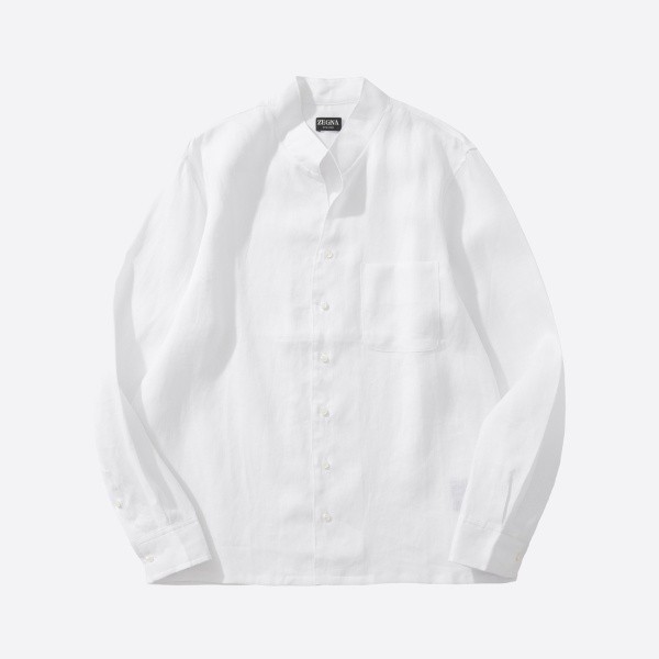 ゼニア Oasi Lino リネン シャツ ホワイト