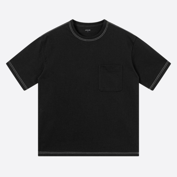 ルメール ダブルライン配色Tシャツ ブラック
