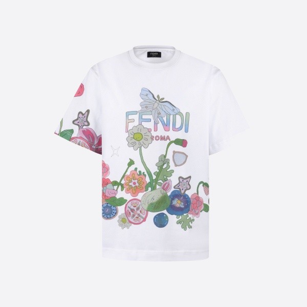 フェンディ バタフライフローラルTシャツ ホワイト