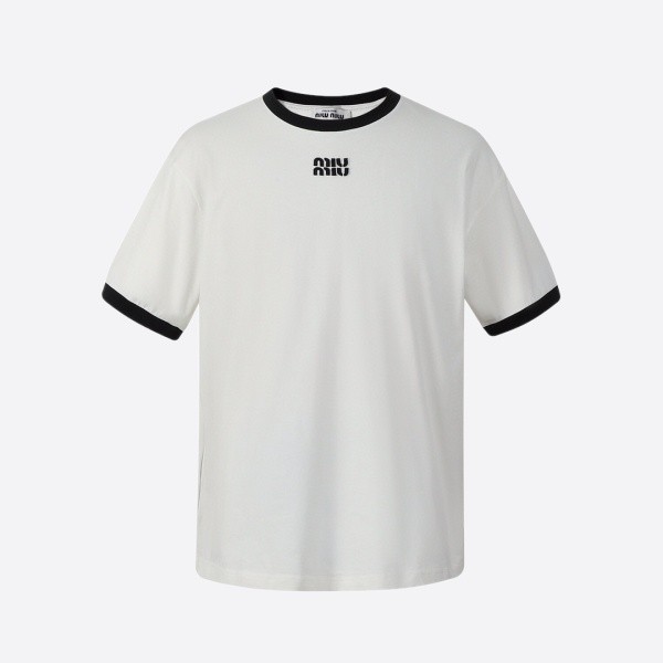 ミュウミュウ 配色ロゴTシャツ ホワイト