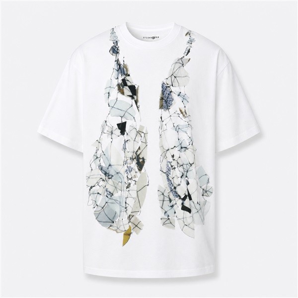 エムエムシックス メゾン マルジェラ フローラルプリント Tシャツ ブラック ホワイト