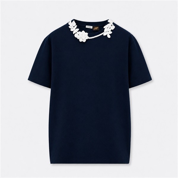 ロエベ クロシェ フラワー Tシャツ ネイビー マルチカラー