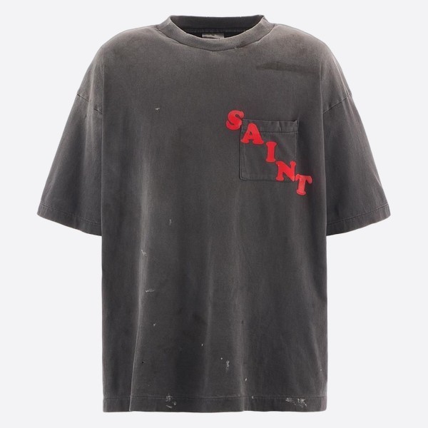 セント マイケル SS Tシャツ Pocket フロック ブラック
