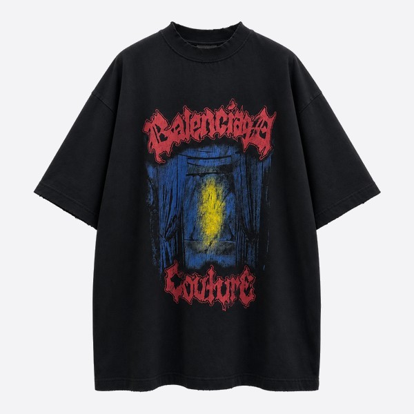 バレンシアガ ゴシックロック ロゴTシャツ ブラック