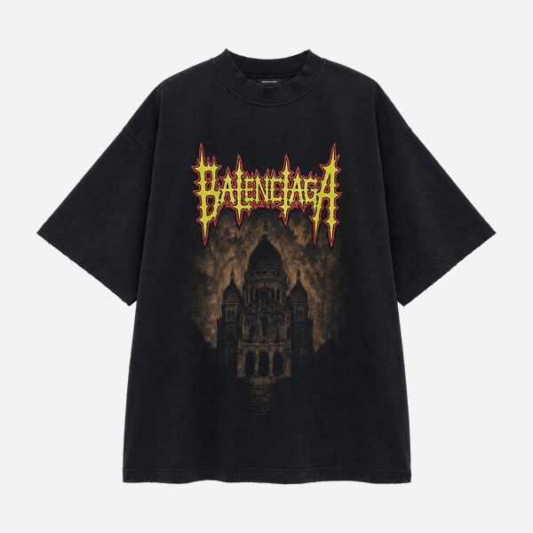 バレンシアガ フレイムキャッスルTシャツ ブラック