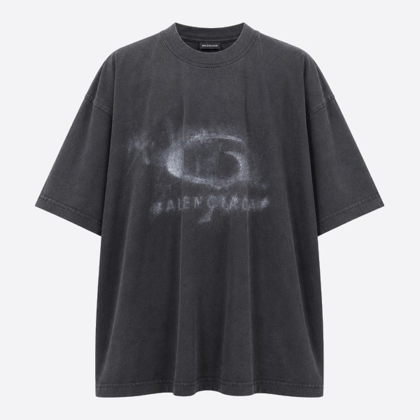 バレンシアガ クレヨン リングロゴTシャツ ウォッシュドブラック