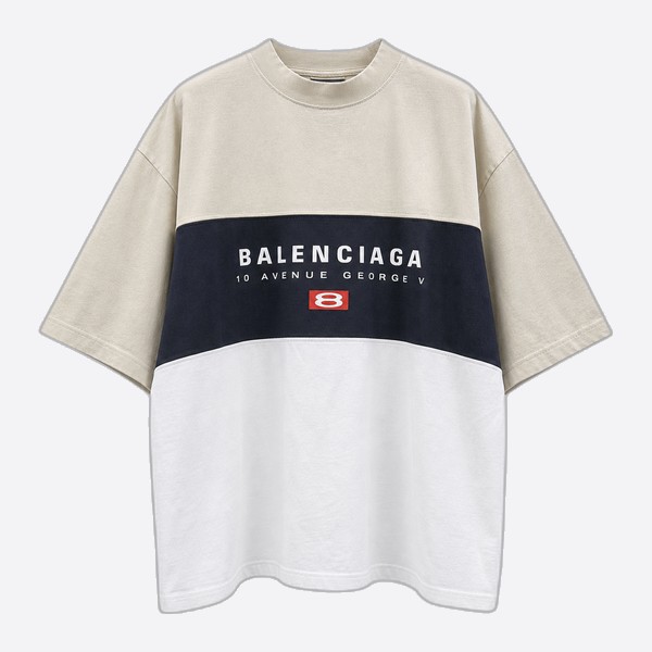 バレンシアガ ダブルリング トリコロールTシャツ ホワイト