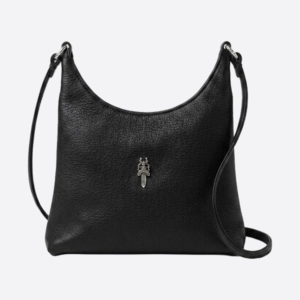 クロムハーツ ブラック レザー ラージ Hobo バッグ