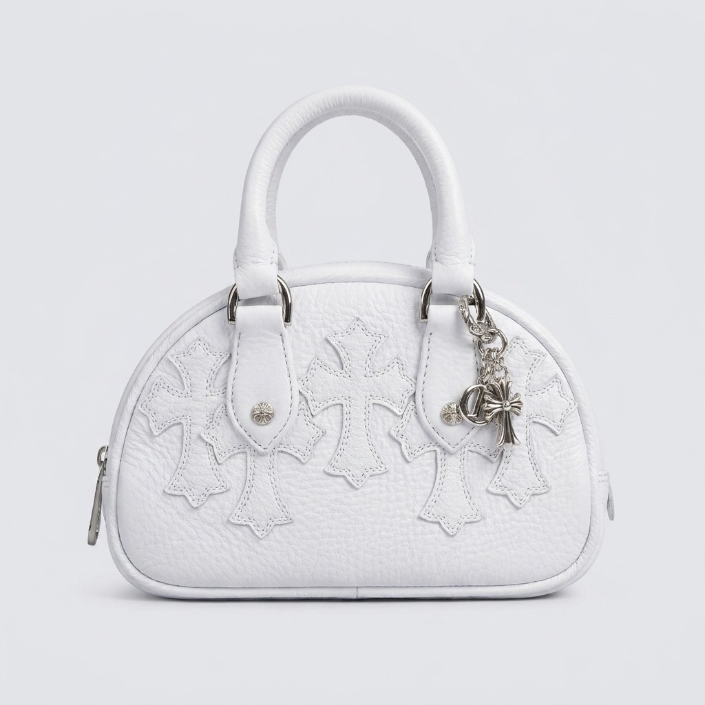クロムハーツ ホワイト クロス Dome ミニ Handbag
