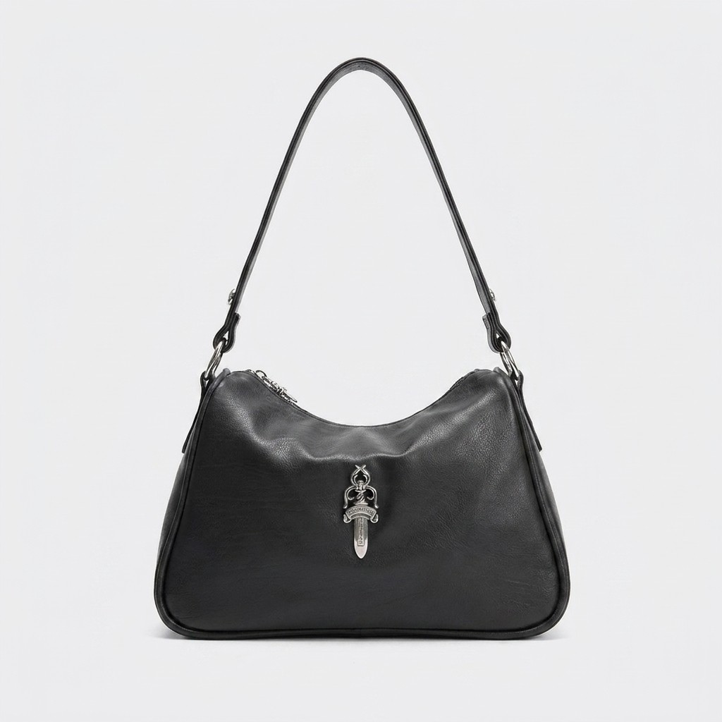 クロムハーツ ブラック レザー Small Hobo バッグ