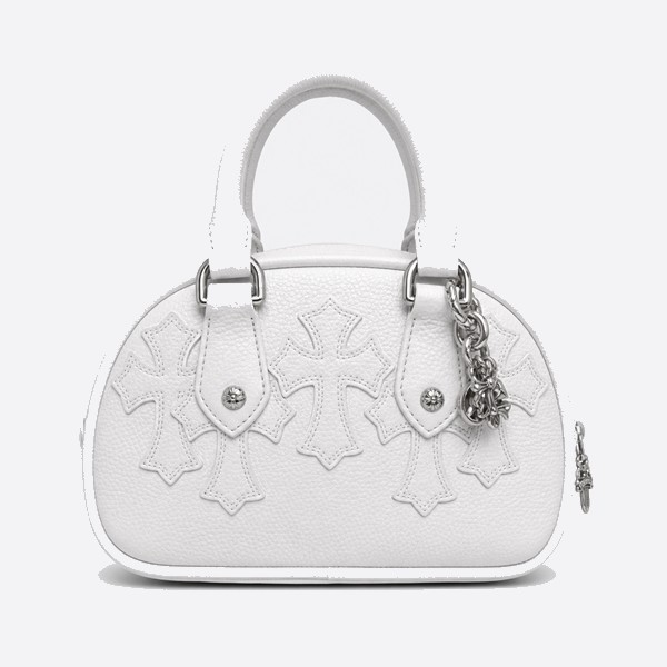 クロムハーツ ホワイト クロス Dome ミニ Handbag シルバー Buttons