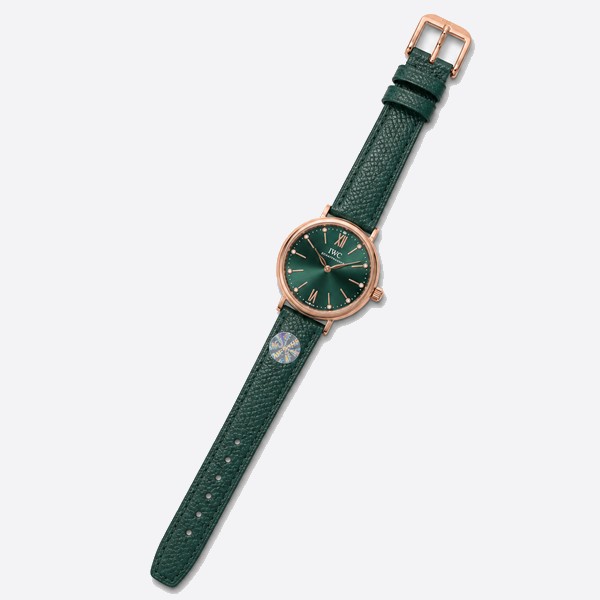 アイダブリューシー ポートフィノ ダイヤモンド ウォッチ グリーンレザー 34mm