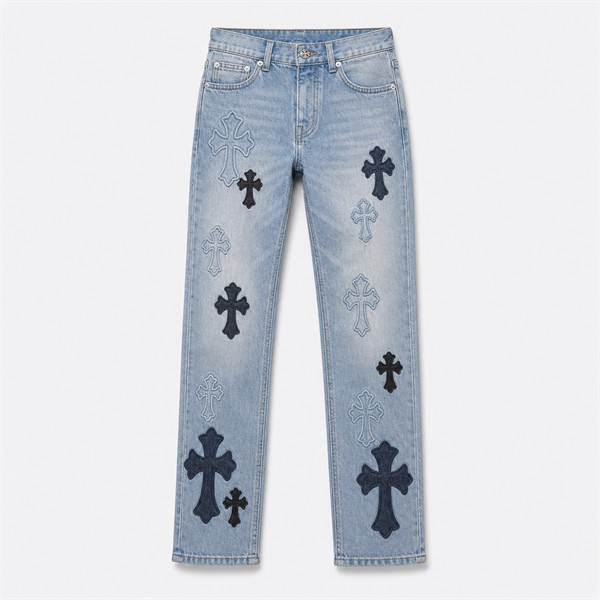 クロムハーツ x Levi's 501 ペイント パッチワーク ジーンズ ウォッシュドブルー