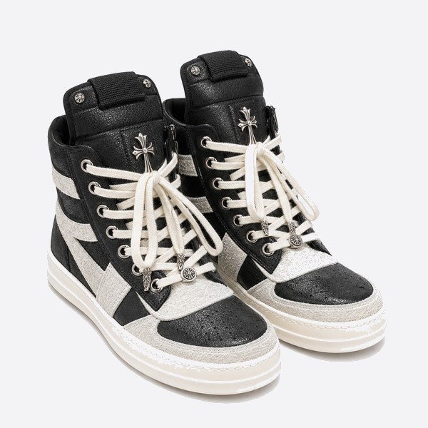 クロムハーツ x リック オウエンス クロス Geobasket High Top スニーカー グレー
