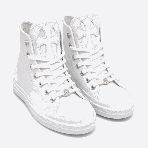 クロムハーツ x Converse レザー ハイトップ スニーカー ホワイト