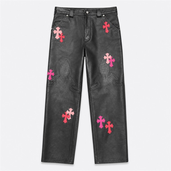 クロムハーツ フレイム レザーパッチワーク Leather ジーンズ マルチカラー