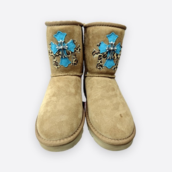 クロムハーツ x UGG レザーパッチ Mid Snow ブーツ カーキ