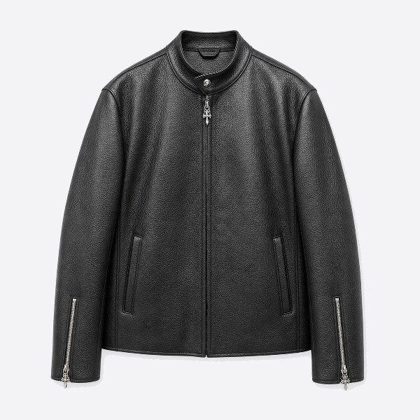 クロムハーツ Basic Zip レザー モトジャケット ブラック