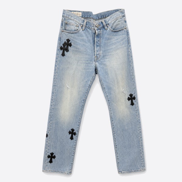 クロムハーツ x Levi's 501 Crocodile レザー Patch ジーンズ ライトブルー