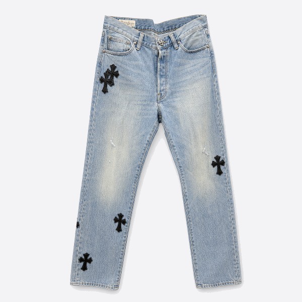クロムハーツ x Levi's 501 Crocodile レザー Patch ジーンズ ライトブルー
