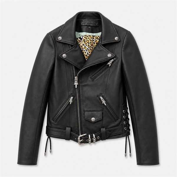 クロムハーツ x エルメス JJ Dean レザー モトジャケット ブラック