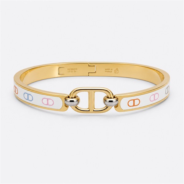 エルメス クリック H エナメル ブレスレット ホワイト フローラル