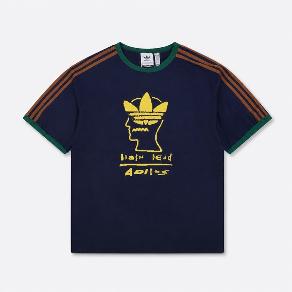 アディダス x ブレインデッド トレフォイルTシャツ ネイビー