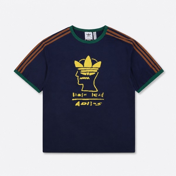 アディダス x ブレインデッド トレフォイルTシャツ ネイビー