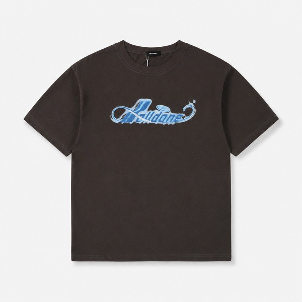 ウェルダン スプレースクリプト プリントTシャツ グレー