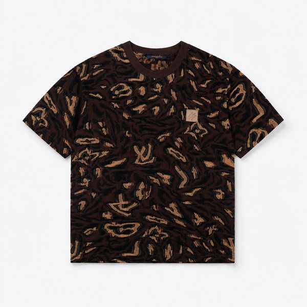 ルイ・ヴィトン アブストラクトラップ ジャカードTシャツ ブラウン