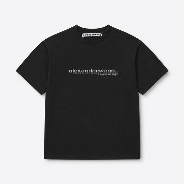 アレキサンダー ワン ダブルロウ ロゴTシャツ ブラック