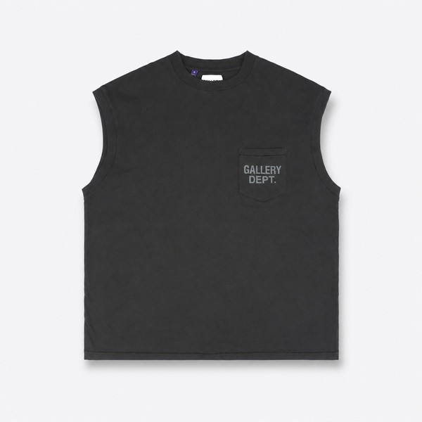 ギャラリー デプト ポケットレタープリント ノースリーブTシャツ ブラック