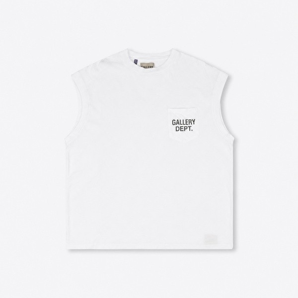 ギャラリー デプト ポケットレタープリント ノースリーブTシャツ ホワイト