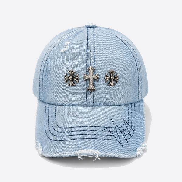 クロムハーツ クロス 刺繍 ベースボールキャップ ミント グリーン トーン A8C0C0