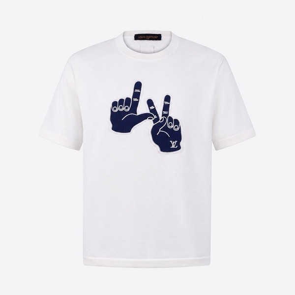 ルイヴィトン フィンガーパッチ ニット Tシャツ ホワイト