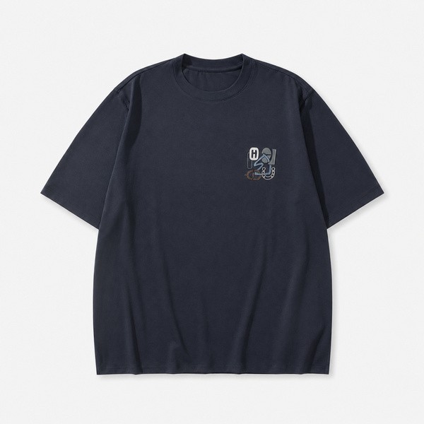 エルメス H Puzzle レザーパッチ Tシャツ ネイビー