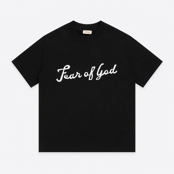フィア オブ ゴッド 草書体ロゴ Tシャツ ブラック