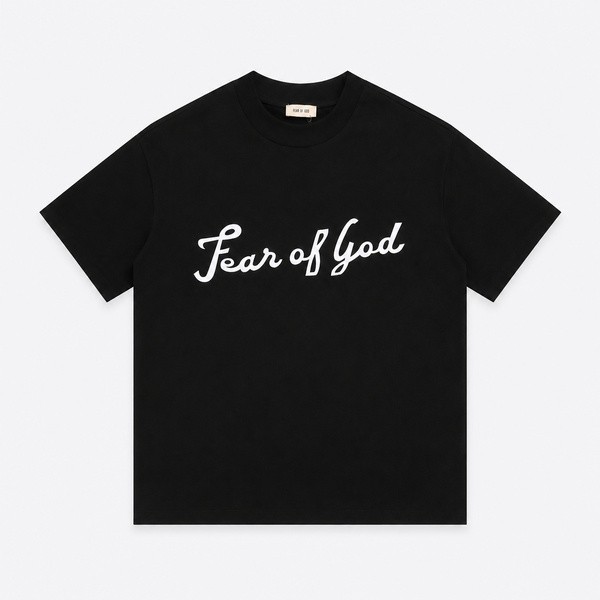 フィア オブ ゴッド 草書体ロゴ Tシャツ ブラック