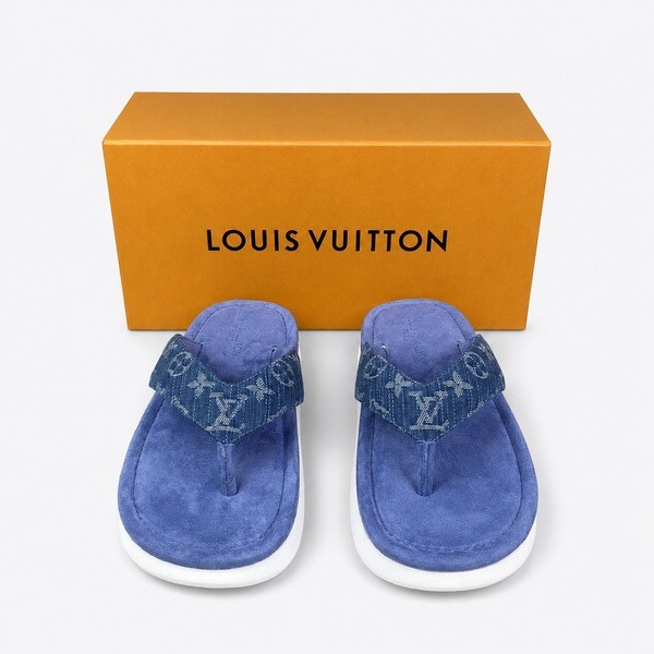 ルイヴィトン LV Flip トング ブルー モノグラムデニム 1AK7TM