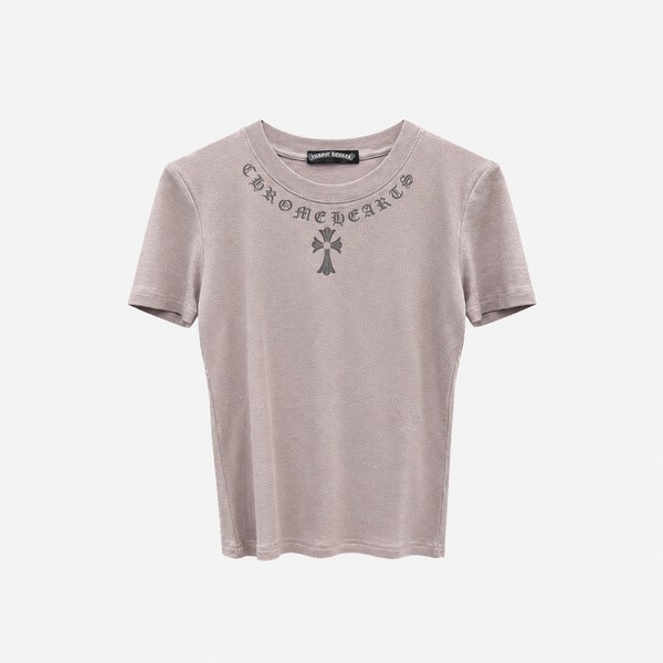 クロムハーツ ホースシュー襟ロゴ フィットTシャツ ダスティモーヴ 6XX988