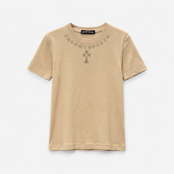 クロムハーツ ホースシュー襟ロゴ フィットTシャツ サンド 6XX988