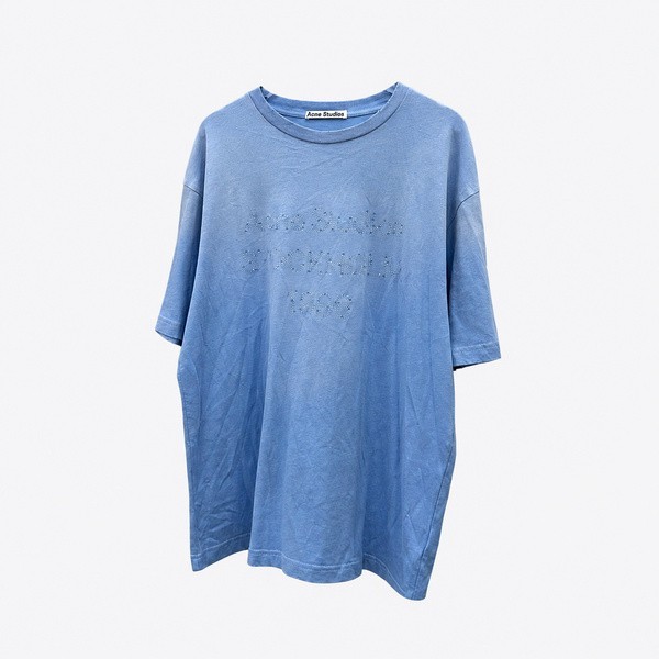 アクネ ストゥディオズ 1996 ラインストーン ウォッシュ加工Tシャツ スカイブルー
