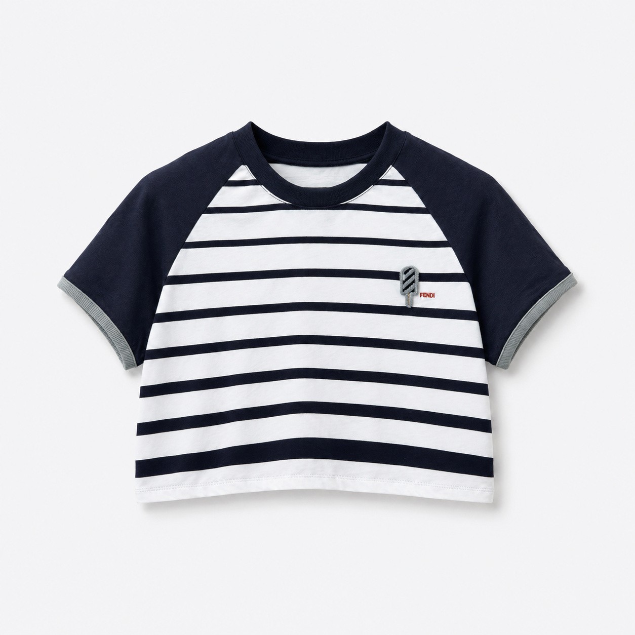 フェンディ ロゴ刺繍 ボーダー Tシャツ