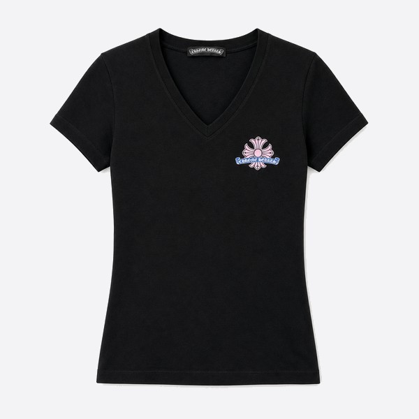 クロムハーツ フローラルクロス グラフィック Vネック Tシャツ