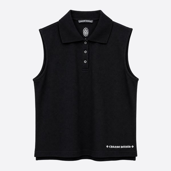 クロムハーツ ノースリーブ ロゴ ポロシャツ