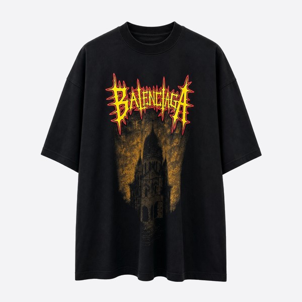 バレンシアガ ダメージロゴ ウォッシュ加工Tシャツ